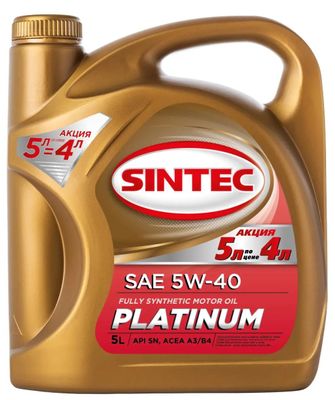 Моторное масло SINTEC Platinum SAE, 5W-40, 5л, синтетическое [801994]