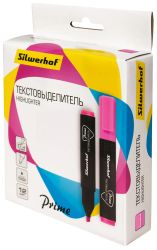 Текстовыделитель Silwerhof Prime, скошенный наконечник, линия 1-4 мм, розовый