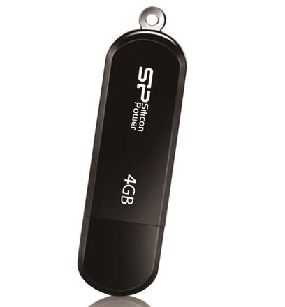 Флешка USB Silicon Power LuxMini 322 4ГБ, USB2.0, черный [sp004gbuf2322v1k]