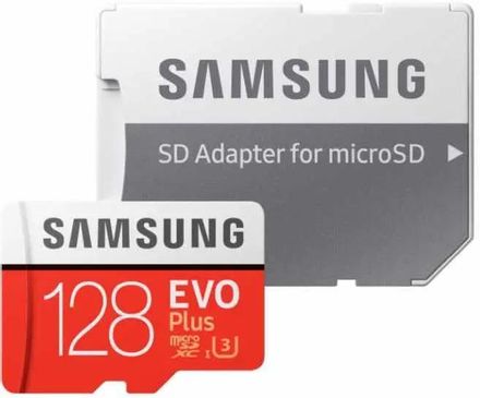 Карта памяти microSDXC UHS-I U3 Samsung EVO Plus 128 ГБ, 100 МБ/с, Class 10, MB-MC128HA/RU, 1 шт., переходник SD