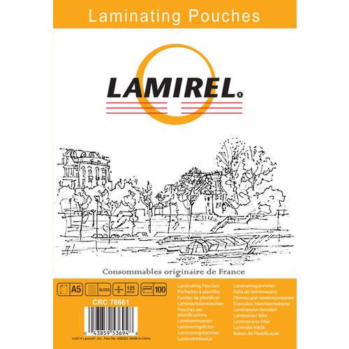 Пленка для ламинирования Fellowes Lamirel LA-7866101, 125мкм, 100шт., глянцевая, A5