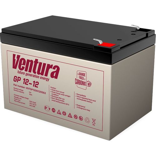Аккумуляторная батарея VENTURA GP 12-12 для ИБП, 12В, 12Ач [vntgp1200120s63]
