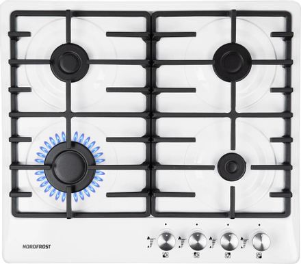 Газовая варочная панель NORDFROST HS 6043 W, 4 конфорки, металл, белый