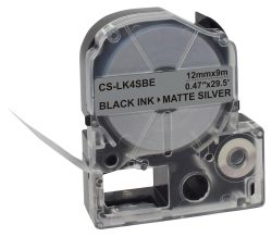 Картридж Cactus CS-LK4SBE, 12мм, черный шрифт, серебристый матовый фон, 9м