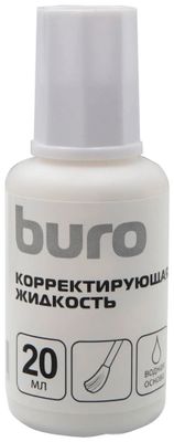 Жидкость корректирующая Buro кисточка, белый, 20мл, на водной основе ...