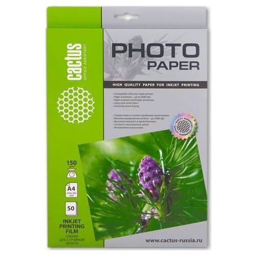 Пленка Cactus CS-FA415050, A4, для струйной печати, 50л, 150г/м2, прозрачный