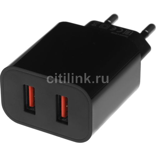 Сетевое зарядное устройство BORASCO 37262, 2xUSB-A, 2.4A, черный