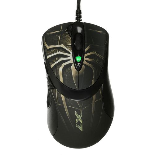 Мышь проводная A4TECH Oscar Editor XL-747H, игровая, лазерная, USB, 3600dpi, коричневый и рисунок [xl-747h (brown spider)]