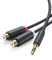 Кабель аудио UGREEN AV109, 2хRCA (m) - Jack 3.5 (f), 0.25м