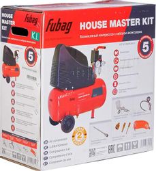 Компрессор поршневой FUBAG Домашний мастер с набором пневмоинструмента (House Master Kit) безмасляный