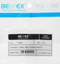 Адаптер аудио-видео 90 Deg, HDMI (m) (Г-образный) - HDMI (f) (Г-образный), ver 1.4