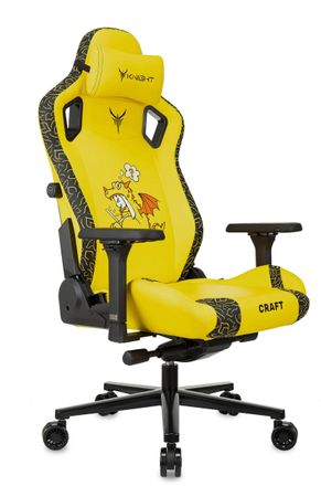 Кресло игровое KNIGHT Ремесло Дракона (Craft Dragon), экокожа, до 150кг, синхромеханизм, регулируемые 4D подлокотники,  желтый