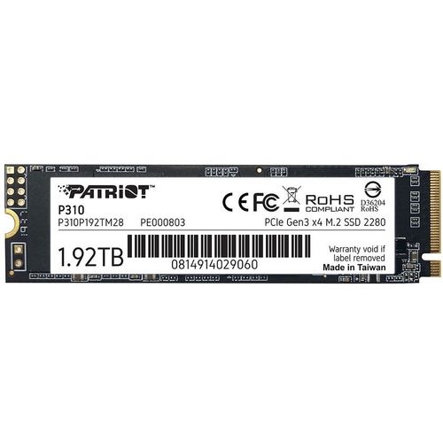 1.92ТБ SSD накопитель Patriot P310 P310P192TM28 M.2 2280, PCIe 3.0 x4, NVMe, M.2