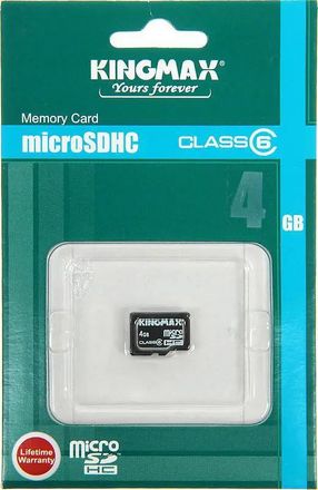 Карта памяти microSDHC Kingmax 4 ГБ, Class 6, без адаптера