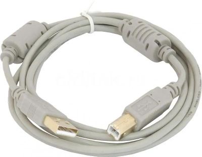 Кабель USB2.0  USB A(m) -  USB B(m),  ферритовый фильтр ,  1.8м,  серый