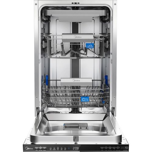 Встраиваемая посудомоечная машина Midea MID45S485I, узкая, ширина 44.8см, полновстраиваемая, загрузка 10 комплектов, нержавеющая сталь