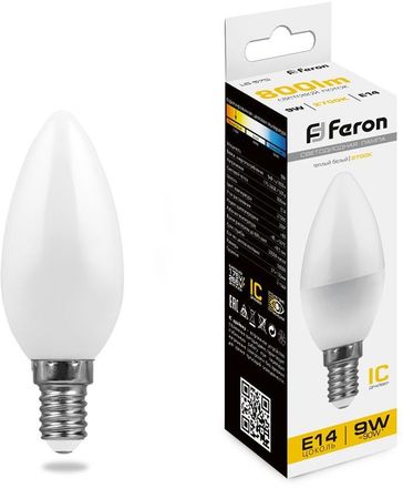 Лампа LED FERON E14, свеча, 9Вт, 25798, одна шт.