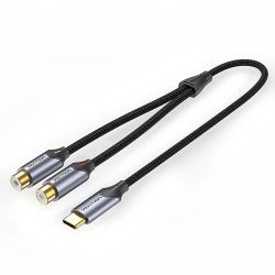 Изображение товара Кабель-переходник аудио VENTION BGVHF, USB Type-C (m) - 2хRCA (f), 1м, GOLD, черный Изображение товара Кабель-переходник аудио VENTION BGVHF, USB Type-C (m) - 2хRCA (f), 1м, GOLD, черный