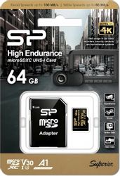Карта памяти microSDXC UHS-I U3 Silicon Power High Endurance 64 ГБ