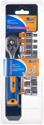 Набор головок  12 предметов 1/4" с трещеткой (KRAFT)