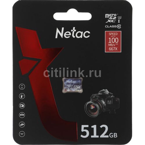 Карта памяти microSDXC NETAC 512 ГБ, Class 10, P500 Ultra, 1 шт., без адаптера [nt02p500ult-512g-s]