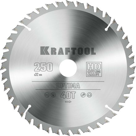 Пильный диск Kraftool 36951-250-32, 250мм, 32мм, по дереву