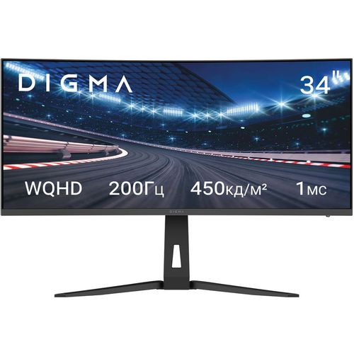 34" Монитор Digma Overdrive 34A712Q, 3440x1440, VA, 200Гц, 2хHDMI, 2хDP, изогнутый, черный