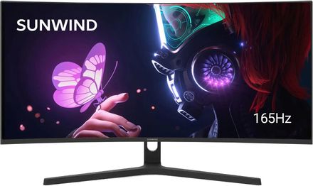 34" Монитор SunWind SM-34QV401,  3440x1440,  VA,  165Гц,  2хHDMI,  2хDP,  изогнутый, черный [*sm34vg01]