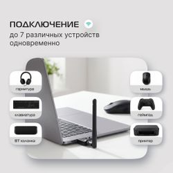 Bluetooth адаптер Buro BU-BT50C BT 5.0+EDR class 1, USB, 100м, черный