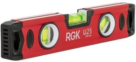 Уровень пузырьковый RGK U25 25см, магнитный, глазков: 3шт [775311]