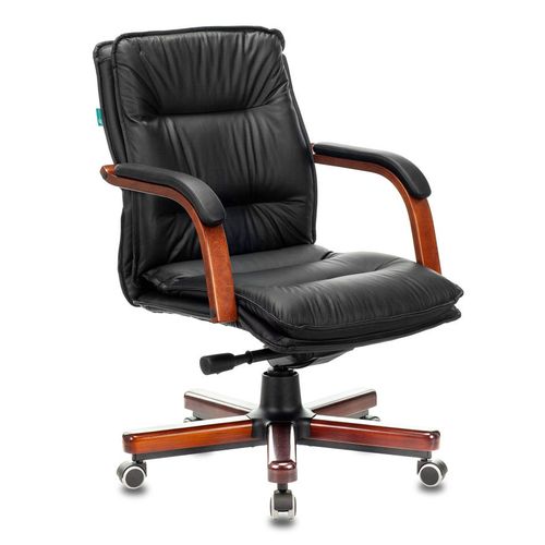 Кресло руководителя Бюрократ T-9927Walnut-Low, кожа, до 200кг, механизм со смещенной осью, фиксированные подлокотники… Кресло руководителя Бюрократ T-9927Walnut-Low, кожа, до 200кг, механизм со смещенной осью, фиксированные подлокотники, черный