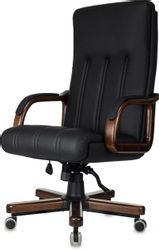 Кресло руководителя Бюрократ T-9932Walnut, кожа, до 150кг, черный