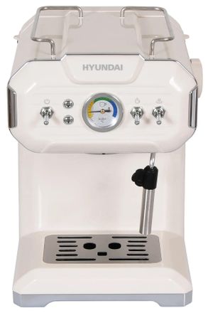 Кофеварка Hyundai HEM-5300, рожковая, бежевый /серебристый