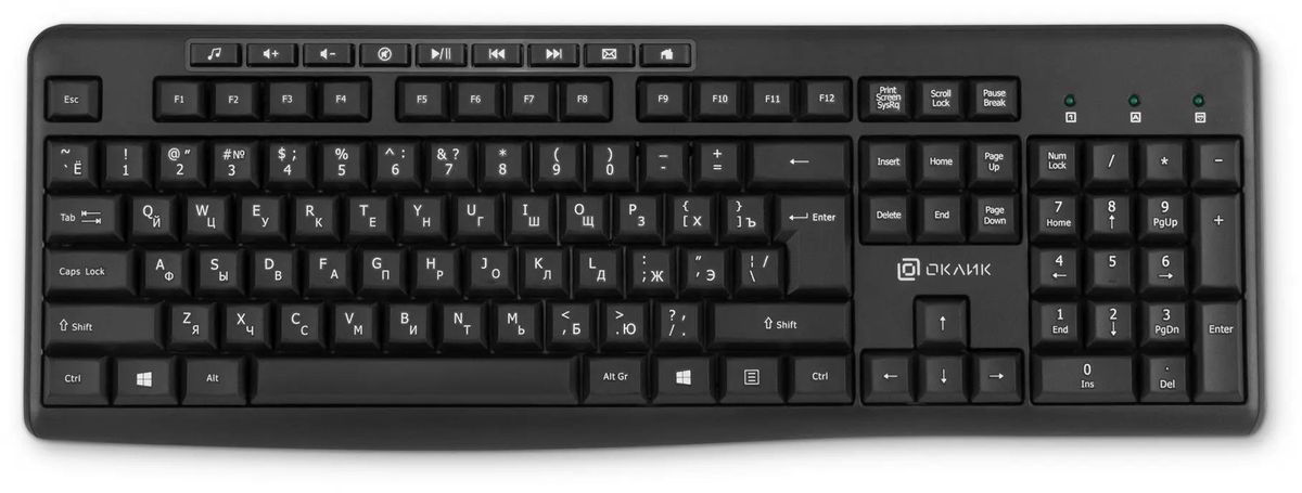 Клавиатура Oklick K225W, черный