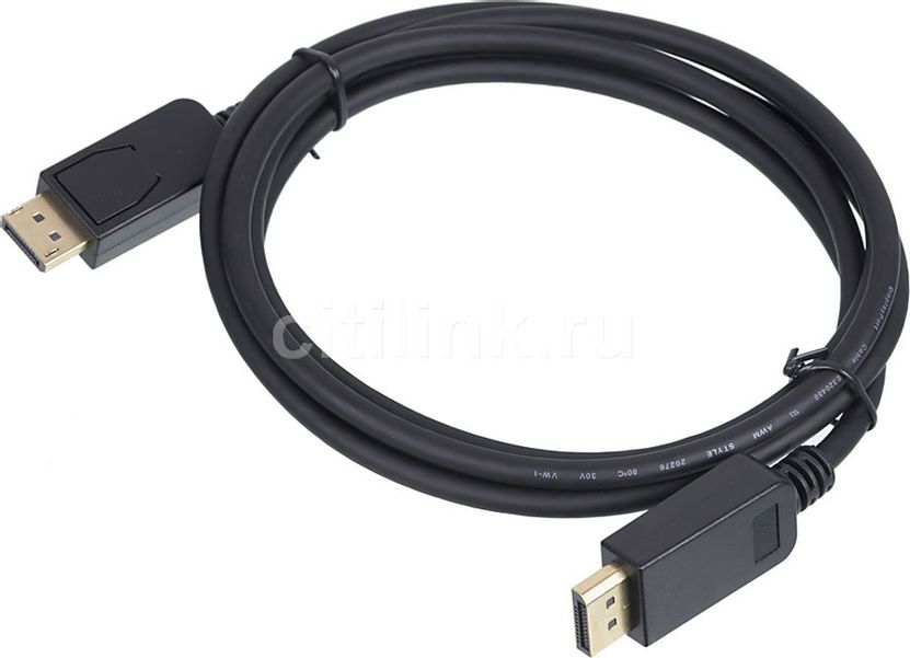 Кабель Display Port  1.2v,  DisplayPort (m) -  DisplayPort (m),  GOLD ,  2м,  черный