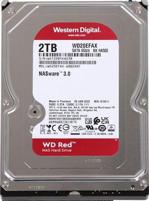 Жесткий диск WD Red WD20EFAX, 2ТБ, HDD, SATA III, 3.5"(мех.повреждения ...