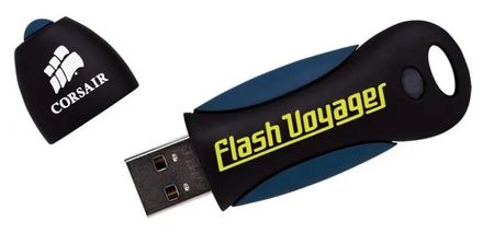 Флешка USB Corsair Voyager 32ГБ, USB2.0, черный и синий [cmfvya32gb]