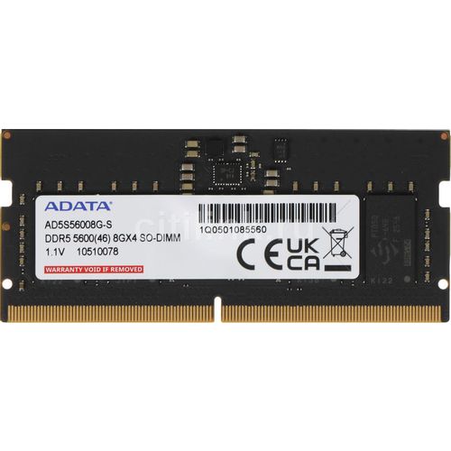 Оперативная память A-Data AD5S56008G-S DDR5 — 1x 8ГБ 5600МГц, для ноутбуков (SO-DIMM), Ret — цена и наличие Оперативная память A-Data AD5S56008G-S DDR5 — 1x 8ГБ 5600МГц, для ноутбуков (SO-DIMM), Ret