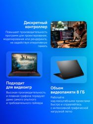 Ноутбук игровой ASUS TUF Gaming A18 FA808UM-S8050, 18", IPS, AMD Ryzen 7 260, 8-ядерный, 16ГБ DDR5, 512ГБ SSD, NVIDIA GeForce RTX 5060 для ноутбуков - 8 ГБ, серый