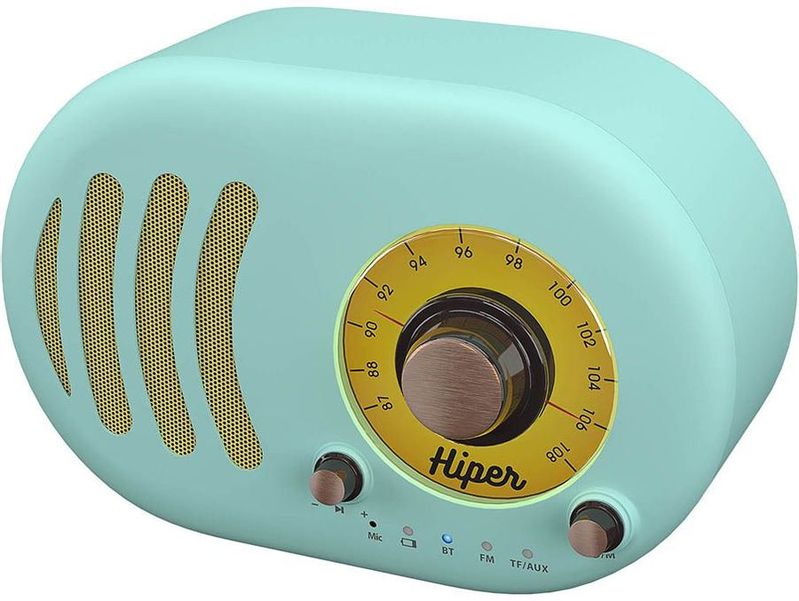 Колонка портативная HIPER Retro S, 5Вт, бирюзовый [retro s cyan]