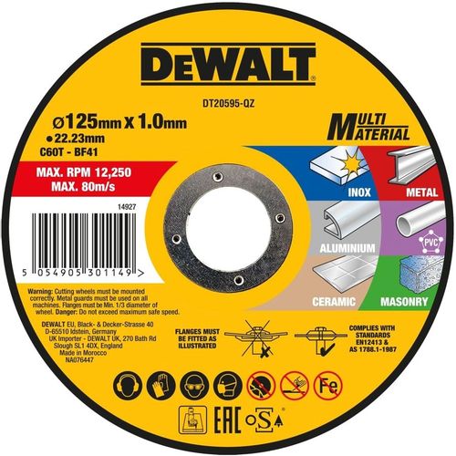 Отрезной диск DeWALT DT20595-QZ, по металлу, 125мм, 1мм, 22.23мм
