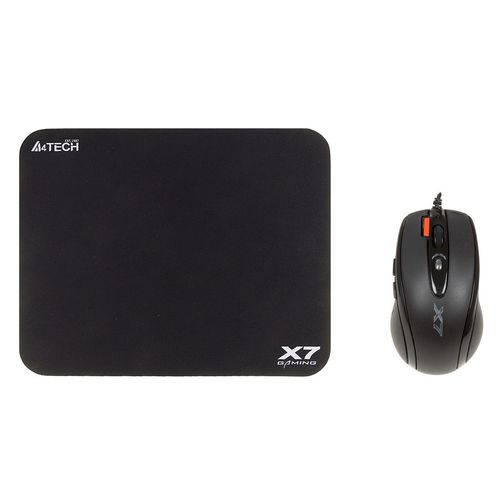 Мышь проводная A4TECH X-7120, игровая, оптическая, USB, 2000dpi, черный [x-710bk+x7-200mp]