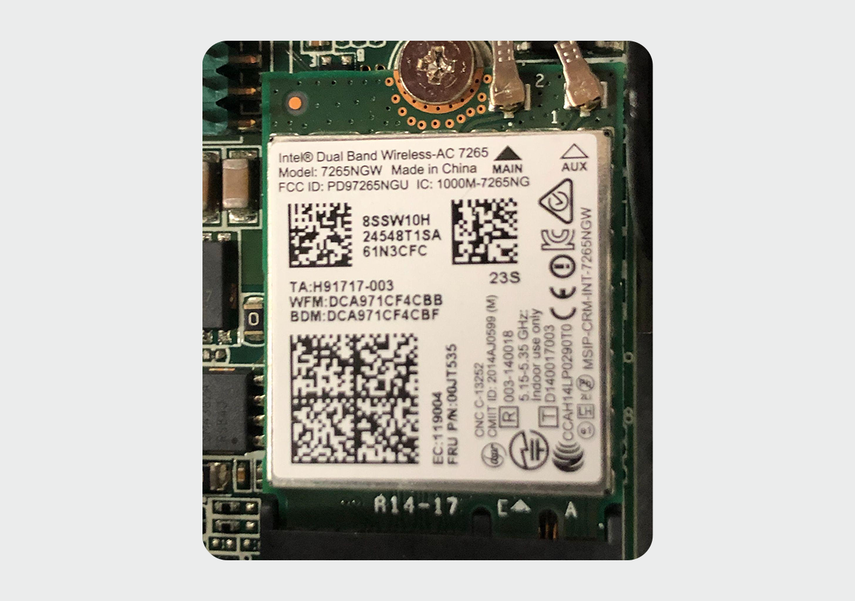 Модуль М.2 Intel 7265NGW.
Источник: community.intel.com