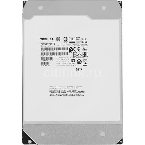 16ТБ Жесткий диск Toshiba Enterprise Capacity MG09SCA16TE, SAS 3.0, 3.5", 7200об/мин