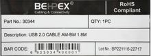 Кабель USB2.0 USB A(m) -  USB B(m),  серый