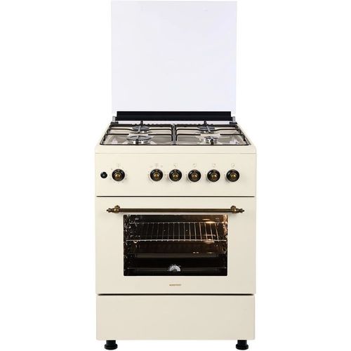 Газовая плита NORDFROST GG6061Y, газовая духовка, металлическая крышка, сталь, бежевый