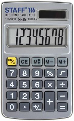 Калькулятор STAFF STF-1008,  8-разрядный, серебристый