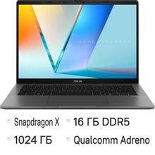 Изображение товара Ноутбук ASUS VivoBook S14 S3407QA-SF044W, 14", OLED, Qualcomm Snapdragon X X1-26-100 2.97ГГц, 8-ядерный, 16ГБ LPDDR5x, 1ТБ SSD,  Qualcomm Adreno, Windows 11 Home,  серый [90nb16b2-m004b0]