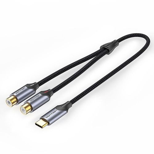 Кабель-переходник аудио VENTION BGVHF, USB Type-C (m) - 2хRCA (f), 1м, GOLD, черный