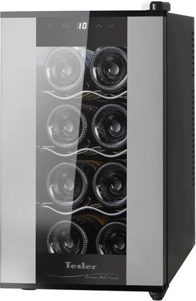 Винный шкаф однокамерный TESLER WCV-080 вместимость: 8 бутылок, черный/серебристый